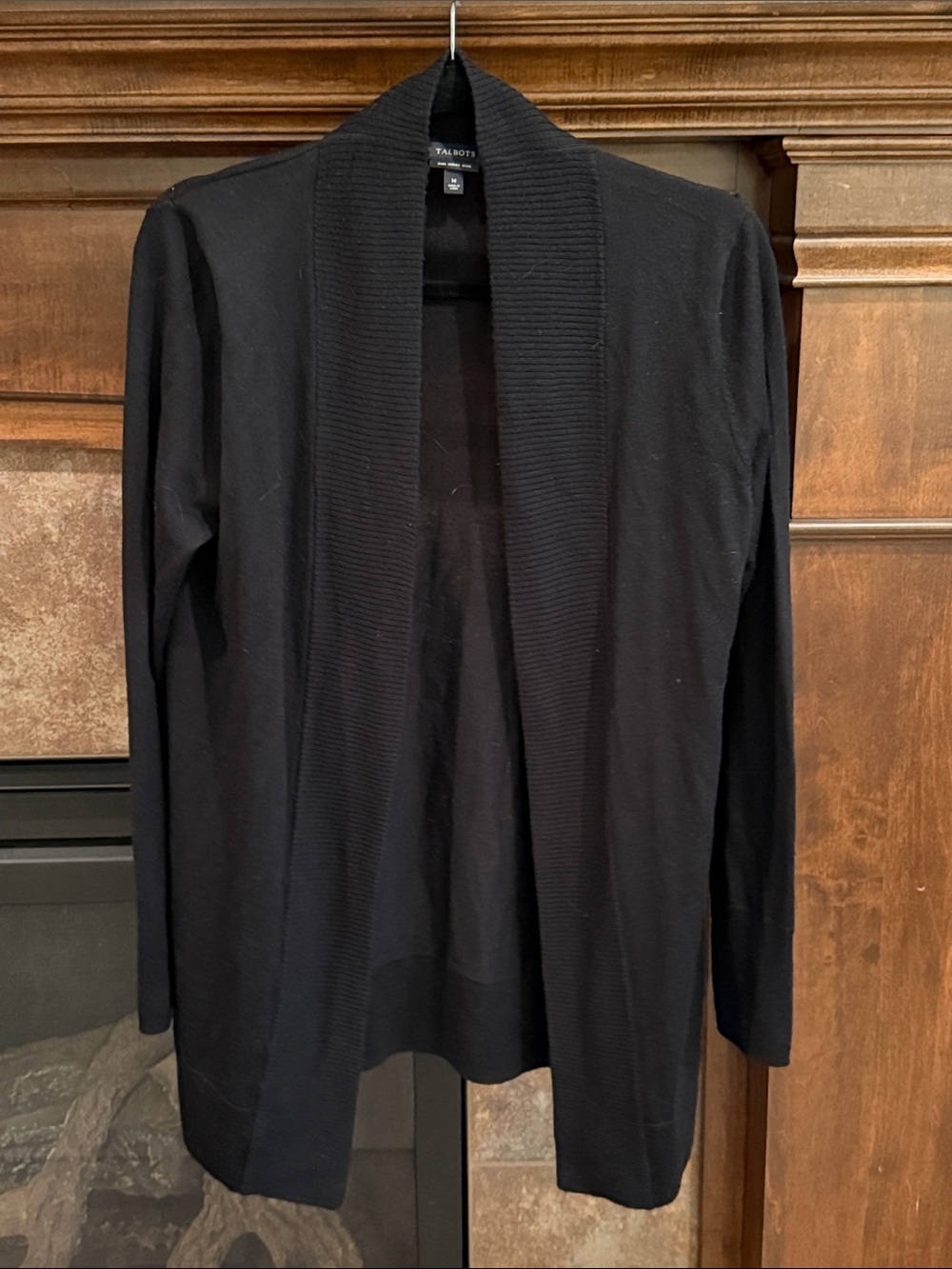Talbots pure merino wool classic staple black open cardigan sweater M